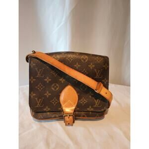 Louis Vuitton Monogram Cartouchiere MM Crossbody Bag Vintage Vachetta Leather